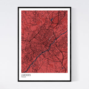 Limoges City Map Print