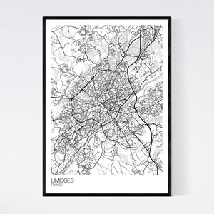 Limoges City Map Print