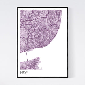 Lisbon City Map Print