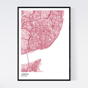 Lisbon City Map Print