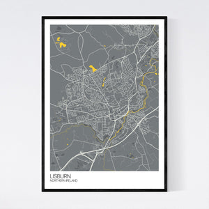 Lisburn City Map Print