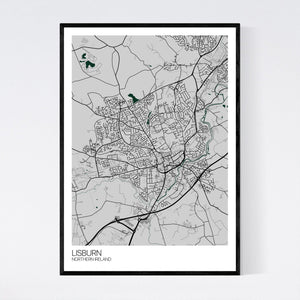 Map of Lisburn, Northern Ireland