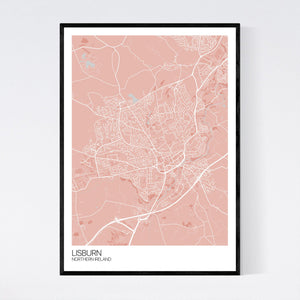 Lisburn City Map Print