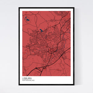 Lisburn City Map Print