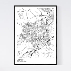 Lisburn City Map Print