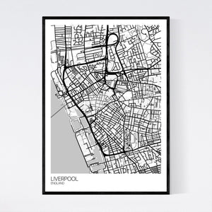 Liverpool City Centre City Map Print