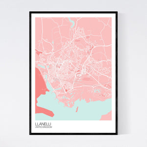 Llanelli City Map Print