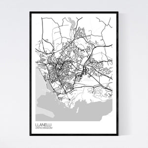 Llanelli City Map Print