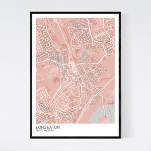 Long Eaton City Map Print