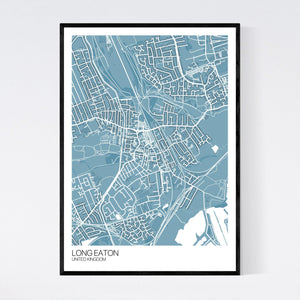 Long Eaton City Map Print