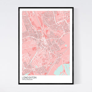 Long Eaton City Map Print