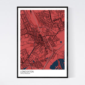 Long Eaton City Map Print