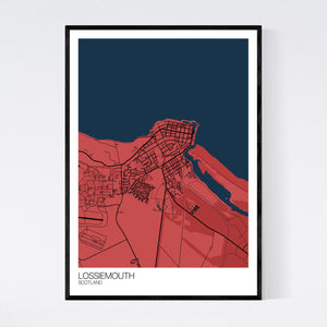 Lossiemouth Town Map Print