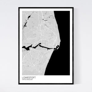 Lowestoft City Map Print