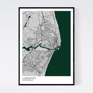 Lowestoft City Map Print
