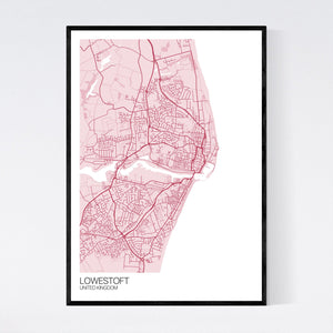 Lowestoft City Map Print