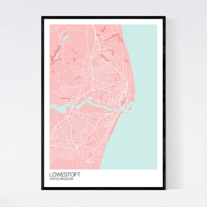 Lowestoft City Map Print