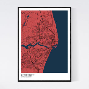 Lowestoft City Map Print