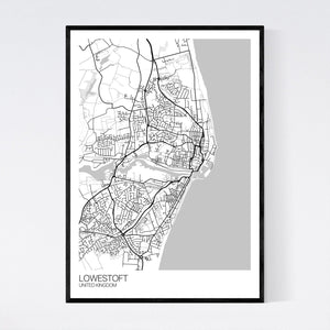 Lowestoft City Map Print
