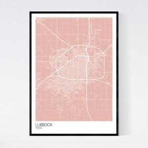 Lubbock City Map Print