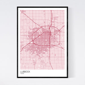 Lubbock City Map Print