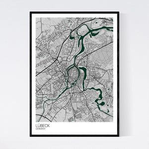 Lübeck City Map Print