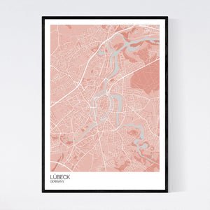 Lübeck City Map Print