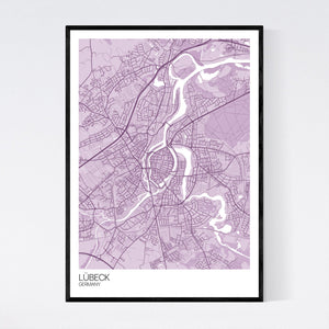 Lübeck City Map Print