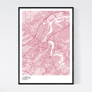 Lübeck City Map Print