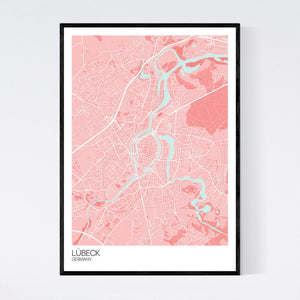 Lübeck City Map Print