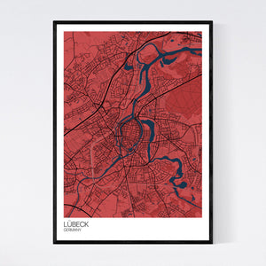 Lübeck City Map Print