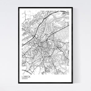 Lübeck City Map Print