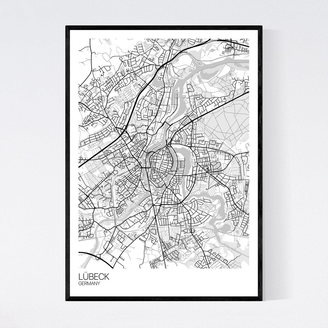 Lübeck City Map Print