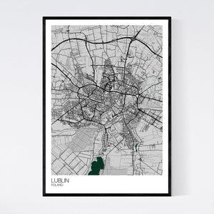 Lublin City Map Print