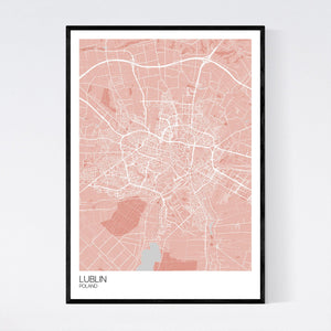 Lublin City Map Print