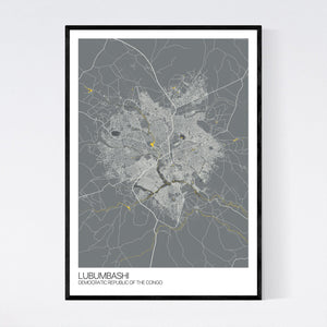 Lubumbashi City Map Print