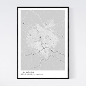 Lubumbashi City Map Print