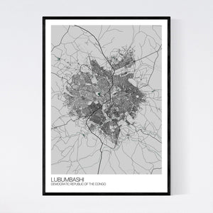 Lubumbashi City Map Print