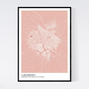 Lubumbashi City Map Print