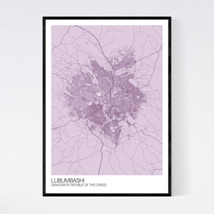Lubumbashi City Map Print