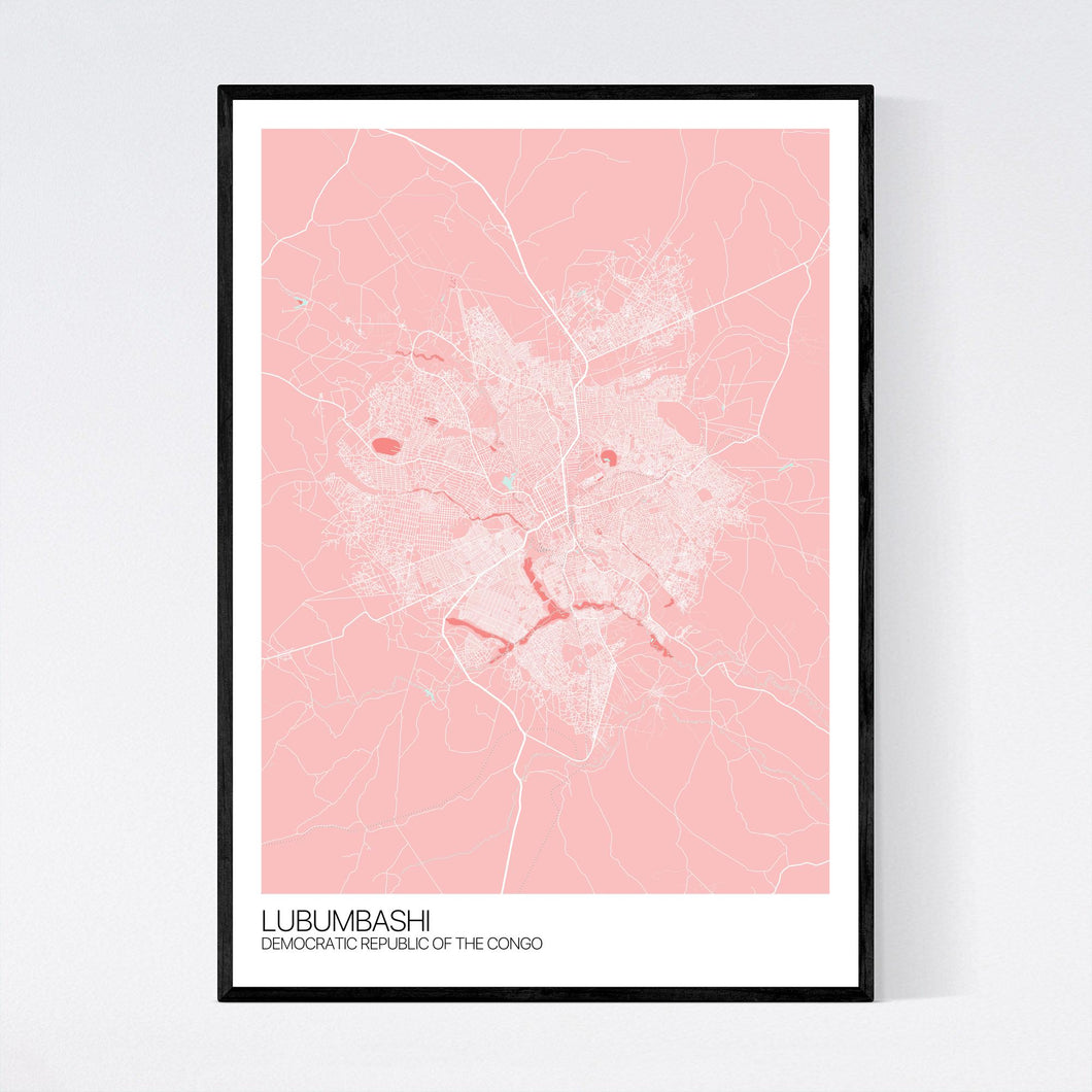 Lubumbashi City Map Print