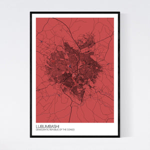 Lubumbashi City Map Print
