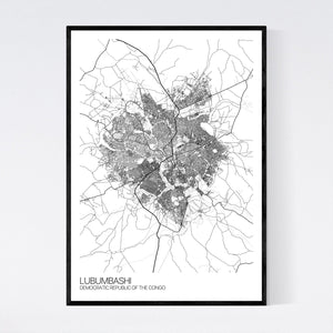 Lubumbashi City Map Print