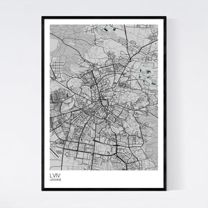Map of Lviv, Ukraine