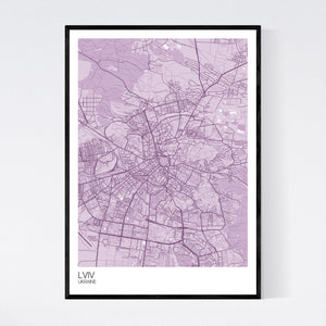 Lviv City Map Print