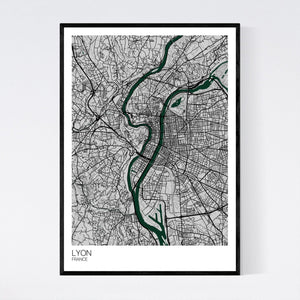 Map of Lyon, France