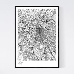 Lyon City Map Print