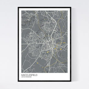 Macclesfield Town Map Print