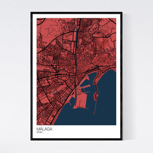 Málaga City Map Print