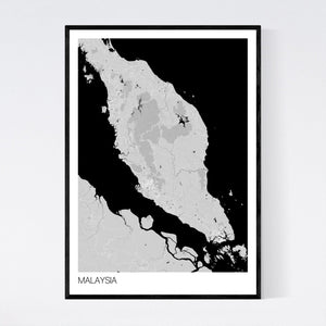 Malaysia Country Map Print